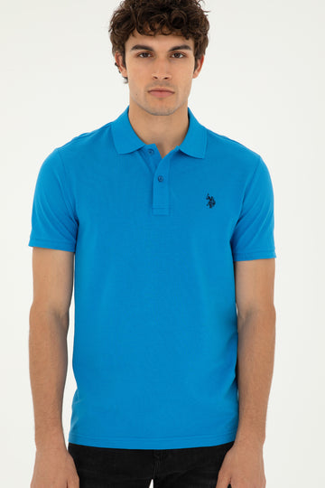 USPA Polo Shirt Men Sax VR045 USPOM268 Single Color Horse US Polo Assn.